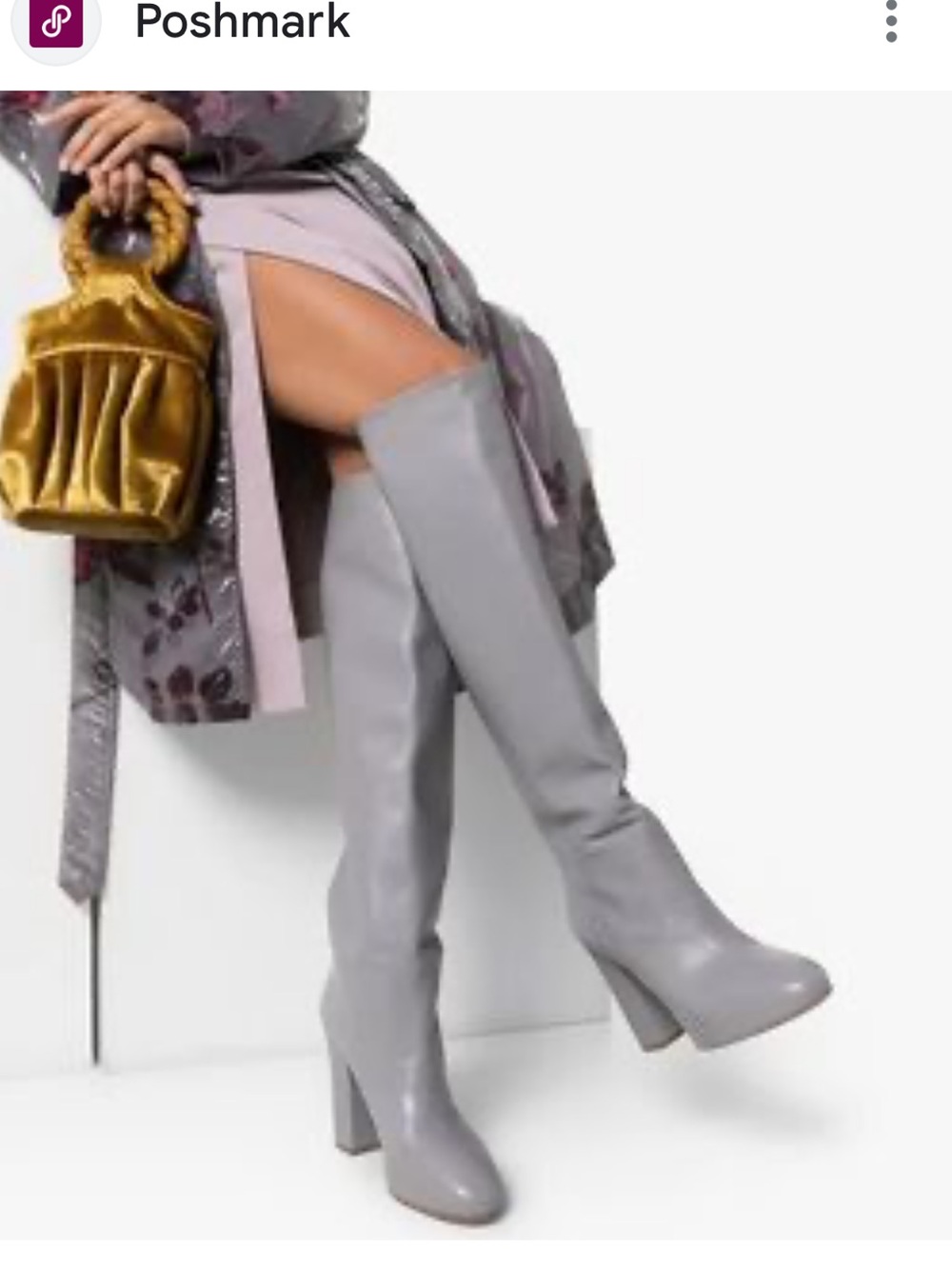 Dries Van Noten Light Gray Over-the-Knee Leather Boots